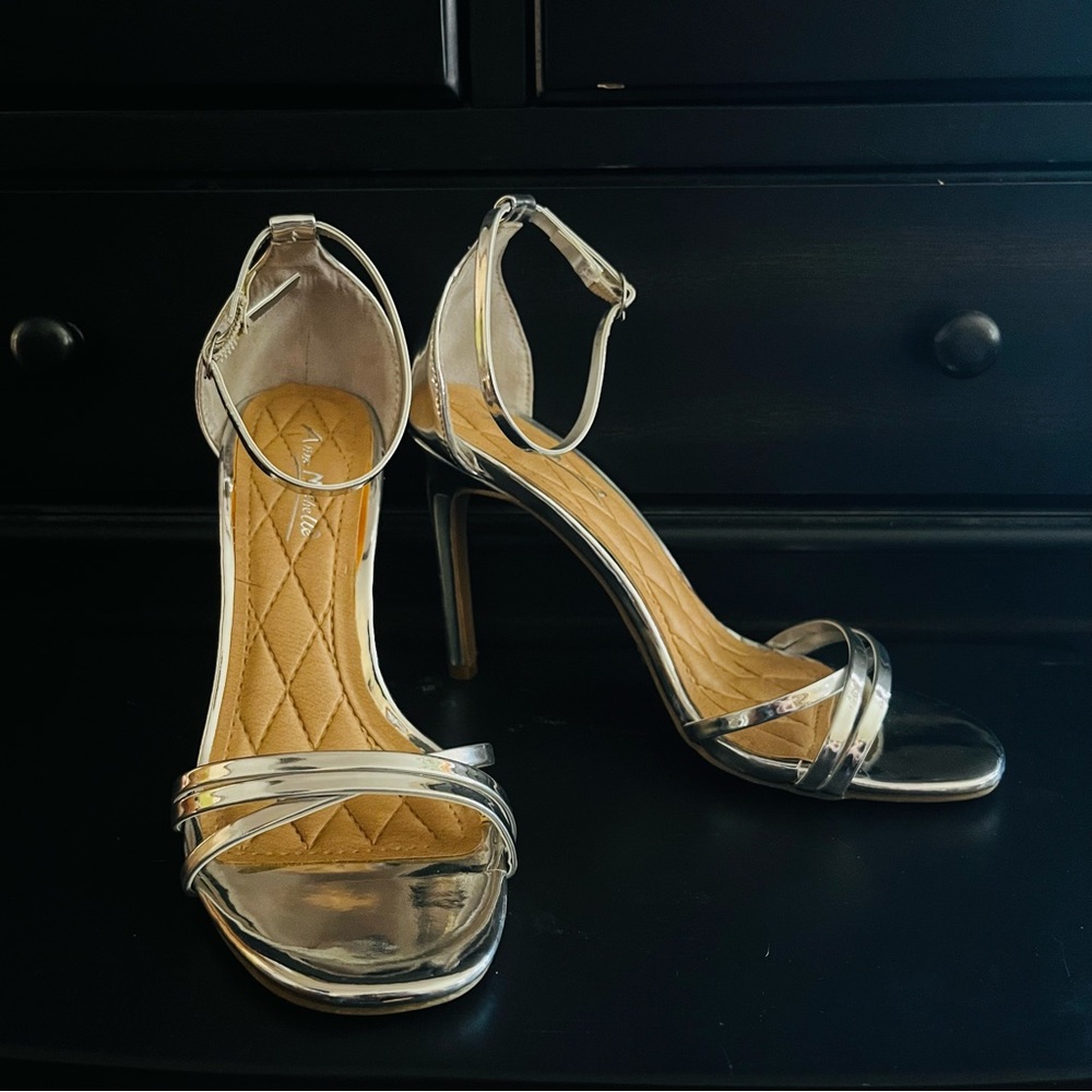 Chrome Strappy Heels